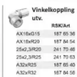 Rinkaby Rör Vinkelkoppling utv. erbjuda