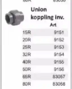 Rinkaby Rör Union koppling inv. erbjuda