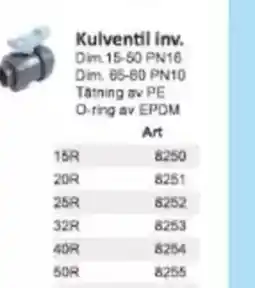 Rinkaby Rör Kulventil inv. erbjuda