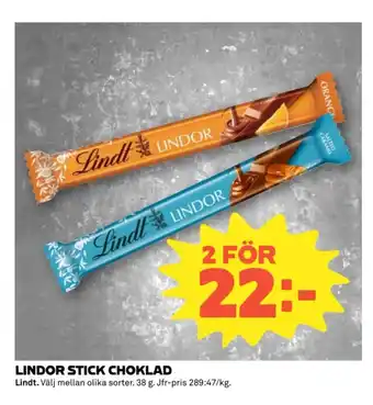 Coop Lindor stick choklad erbjuda