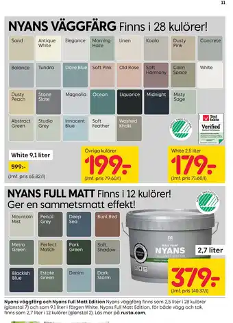 Rusta NYANS väggfärg og NYANS full matt edition erbjuda