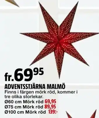 Adventsstjärna Malmo Ø60 cm Mörk röd