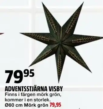 Adventsstjärna Visby Ø60 cm Mörk grön
