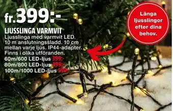 Ljusslinga Varmvit 60m/600 LED