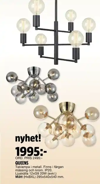 Queens Taklampa i metall