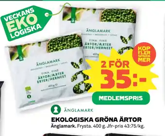 Coop EKOLOGISKA GRÖNA ÄRTOR erbjuda