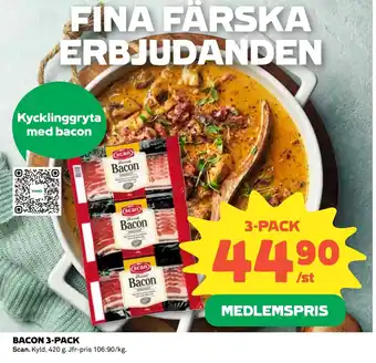 Coop BACON 3-PACK erbjuda