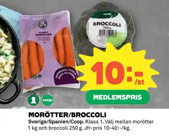 Coop MORÖTTER/BROCCOLI erbjuda