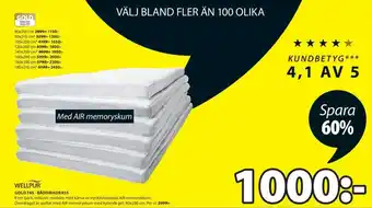 JYSK Wellpur Gold T65 - Bäddmadrass 80x200cm erbjuda