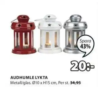 JYSK Audhumle Lykta Ø10 x H15 cm erbjuda