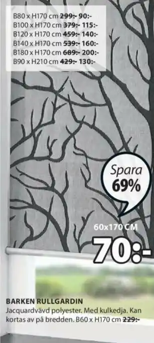 JYSK Barken Rullgardin B60 x H170 cm erbjuda