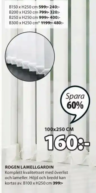 JYSK Rogen Lamellgardin B100 x H250 cm erbjuda
