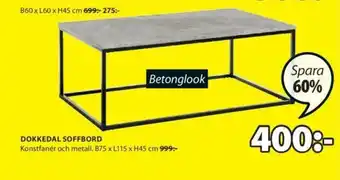 JYSK Dokkedal Soffbord B75 x L115 x H45 cm erbjuda