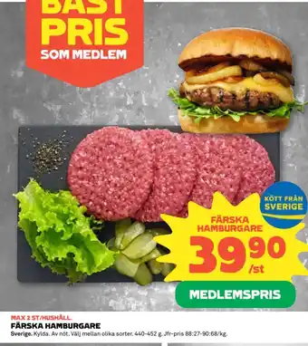 Coop Färska hamburgare erbjuda