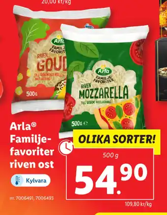 Lidl Arla Familjefavoriter riven ost erbjuda