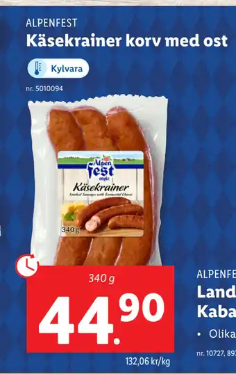 Lidl Käsekrainer korv med ost erbjuda