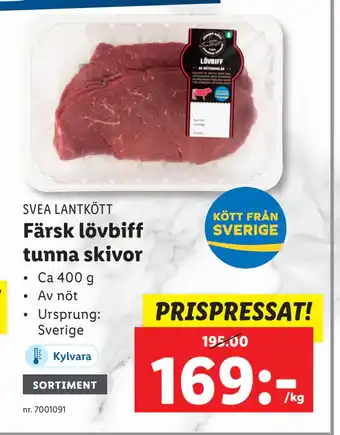 Lidl Färsk lövbiff tunna skivor erbjuda