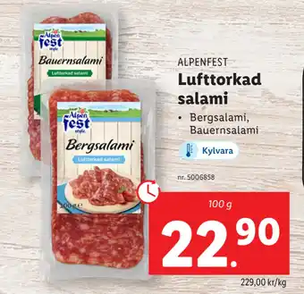 Lidl Lufttorkad salami erbjuda