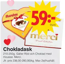 Matöppet Chokladask erbjuda