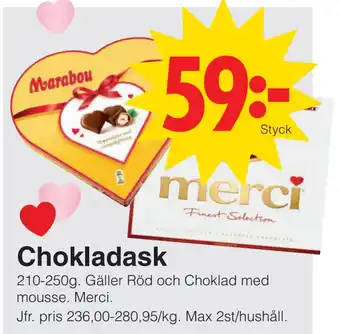 Matöppet Chokladask erbjuda