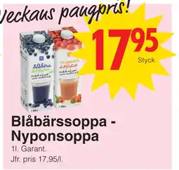 Matöppet Blåbärssoppa Nyponsoppa erbjuda