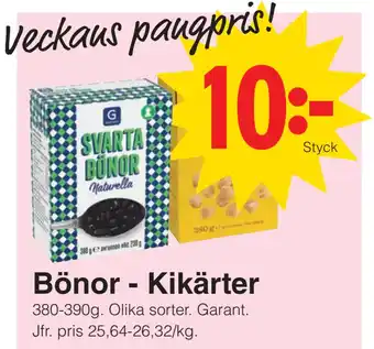 Matöppet Bönor - Kikärter erbjuda