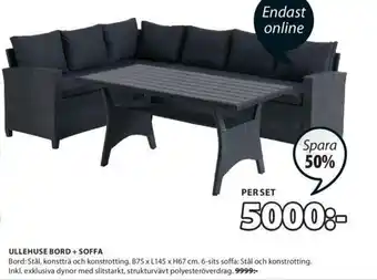 JYSK Ullehuse Bord + Soffa erbjuda