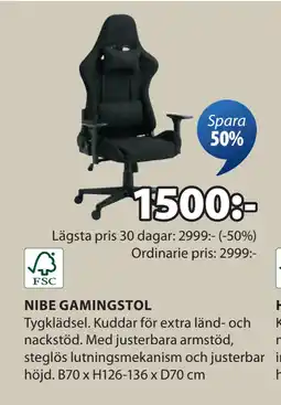 JYSK NIBE GAMINGSTOL erbjuda