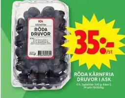 ICA Maxi ICA Röda kärnfria druvor i ask erbjuda