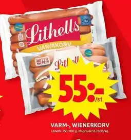 ICA Maxi LITHELLS Varm-, wienerkorv erbjuda