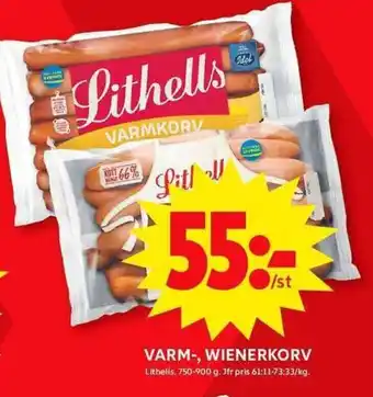 ICA Maxi LITHELLS Varm-, wienerkorv erbjuda