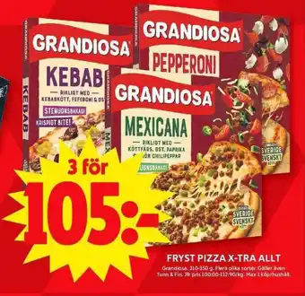 ICA Maxi GRANDIOSA Fryst pizza X-tra allt erbjuda