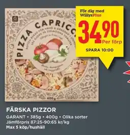 Willys GARANT Färska pizzor erbjuda