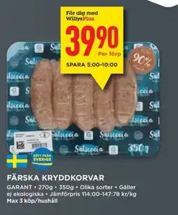 Willys GARANT Färska kryddkorvar erbjuda