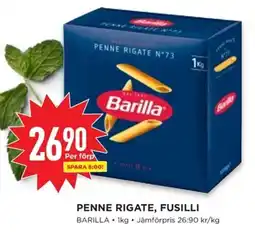 Willys BARILLA Penne Rigate, fusilli erbjuda