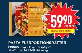 Willys FINDUS Pasta flerportionsrätter erbjuda