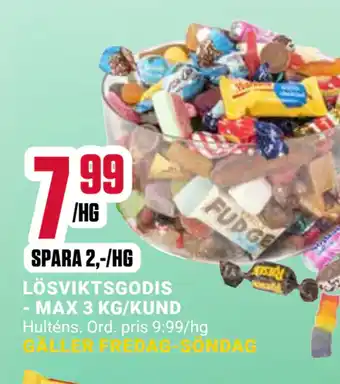 ÖoB LÖSVIKTSGODIS - MAX 3 KG/KUND erbjuda