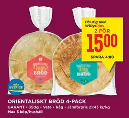 Willys Hemma ORIENTALISKT BRÖD 4-PACK erbjuda