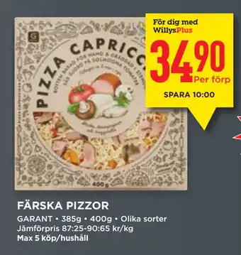 Willys FÄRSKA PIZZOR erbjuda