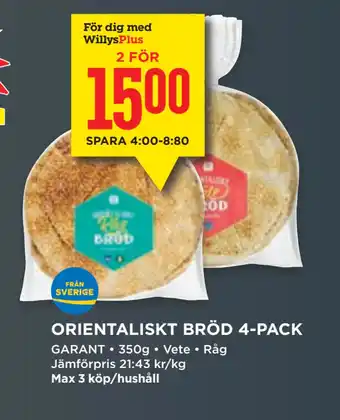 Willys ORIENTALISKT BRÖD 4-PACK erbjuda