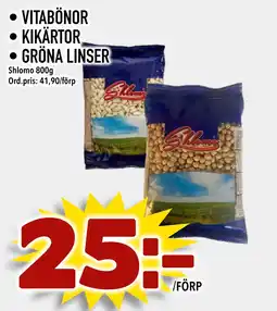 Din Mat VITABÖNOR • KIKÄRTOR • GRÖNA LINSER erbjuda