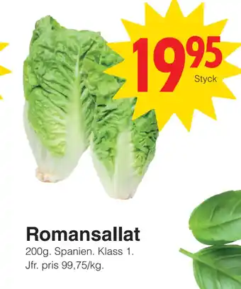 Matöppet Romansallat erbjuda