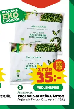 Coop Daglivs EKOLOGISKA GRÖNA ÄRTOR erbjuda