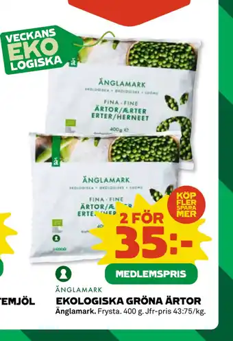 Coop Daglivs EKOLOGISKA GRÖNA ÄRTOR erbjuda