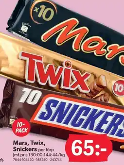 DollarStore Mars, Twix, Snickers per förp erbjuda