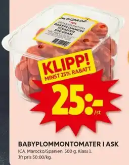 ICA Kvantum BABYPLOMMONTOMATER I ASK erbjuda