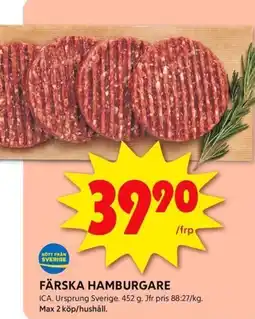 ICA Kvantum Färska hamburgare erbjuda