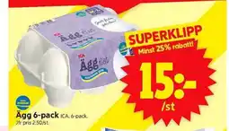 ICA Supermarket Ägg 6-pack ica. 6-pack. erbjuda