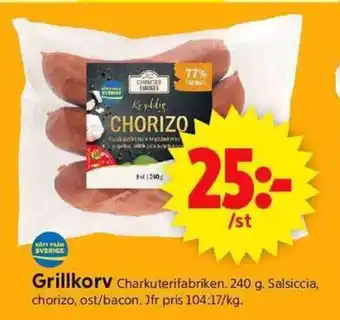 ICA Supermarket Grillkorv Charkuterifabriken. erbjuda