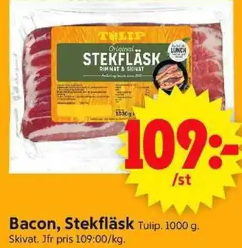 ICA Supermarket Bacon, Stekfläsk Tulip. erbjuda